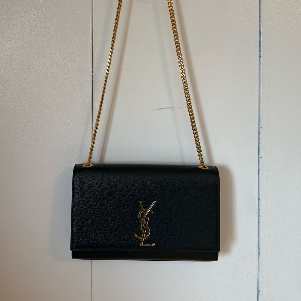 Authentic Yves Saint Laurent Kate Dark Green Crossbody with Gold Chain - Picture 3 of 10
